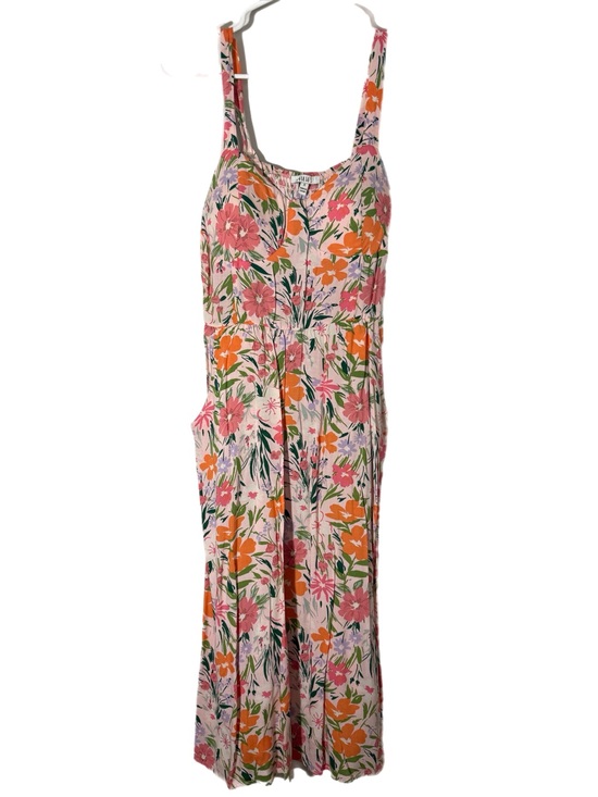 AUW Dresses & Skirts - AUW Pink and Orange Floral Midi Dress
